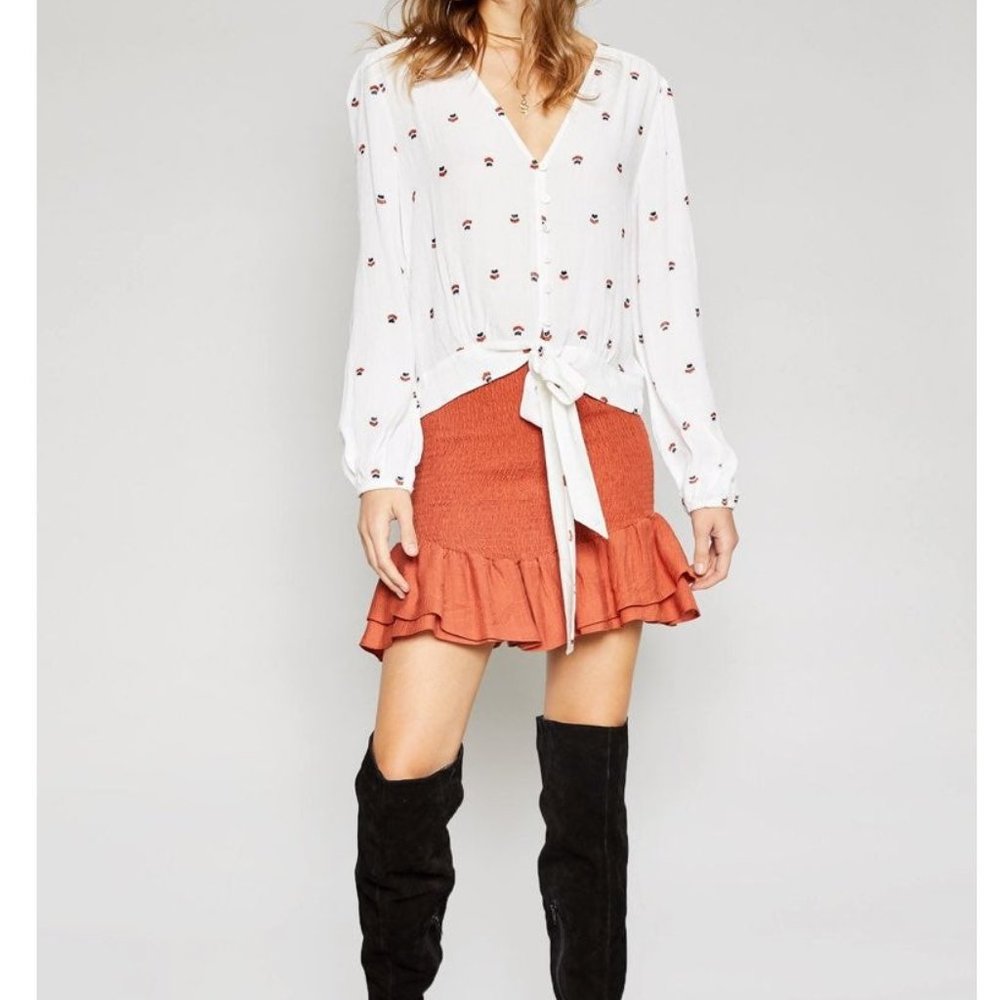 Sadie & Sage Smocked Ruffle Mini Skirt - Picture 2 of 8